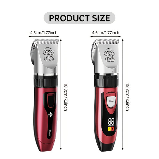 Pet Hair Clipper Cordless Adjustable Comb – Silent Low Noise Rechargeable Electric Dog Cat Grooming Scissors Set, Multiple Style Options