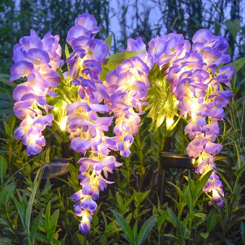 Solar Garden Lights 52-LED Wisteria Flower Stake with Two Modes and Six Color Options for Patio