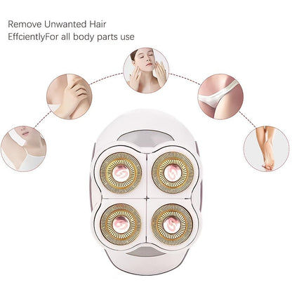 Electric Shaver 4-Head Women’s Rotary Grooming Tool with 360° Movement, USB Charging and Wet/Dry Use