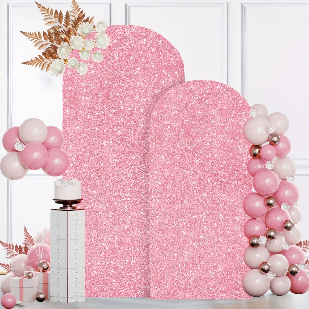 Glitter Sequin Arch Cover 2 Set 6Ft & 7.2Ft Metallic Spandex Payette Panel Wedding Arch Backdrop Cover for Wedding Ceremony, Birthday Party