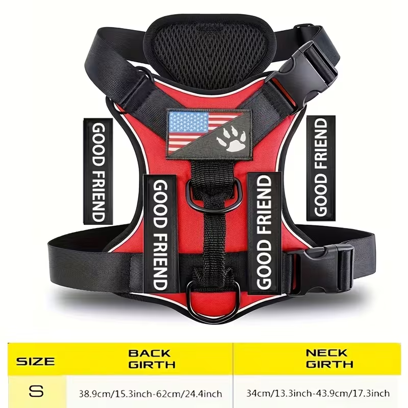 Service Dog Harness with 5 Patches – Reflective Adjustable Oxford Vest with Inner Mesh Layer, Service Dog ID System