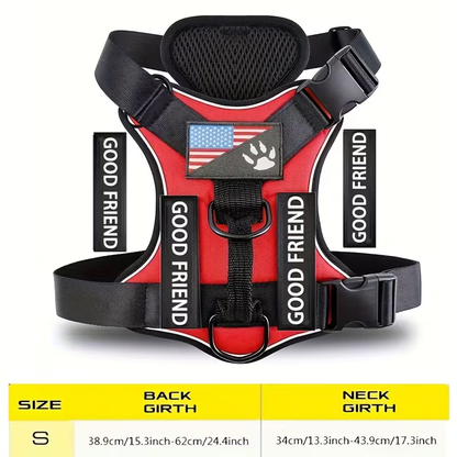 Five-Patch Dog Vest Harness in Black, Red, Rose Red, Grey or Green with XS-to-XL Sizes Pictured