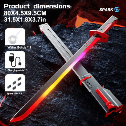 LED Light Katana Sword 31.5", Pro Cosplay Luminous Saber with Spark-on-Draw, Multi-Color LED