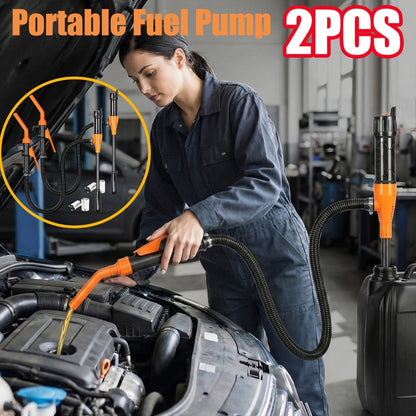 Electric Siphon Pump 2-Pack – Battery Operated Fuel Transfer Pump 2.6 GPM for Gas Diesel Oil, 35" Hose, Portable Hand Fuel Pump Multi-Use