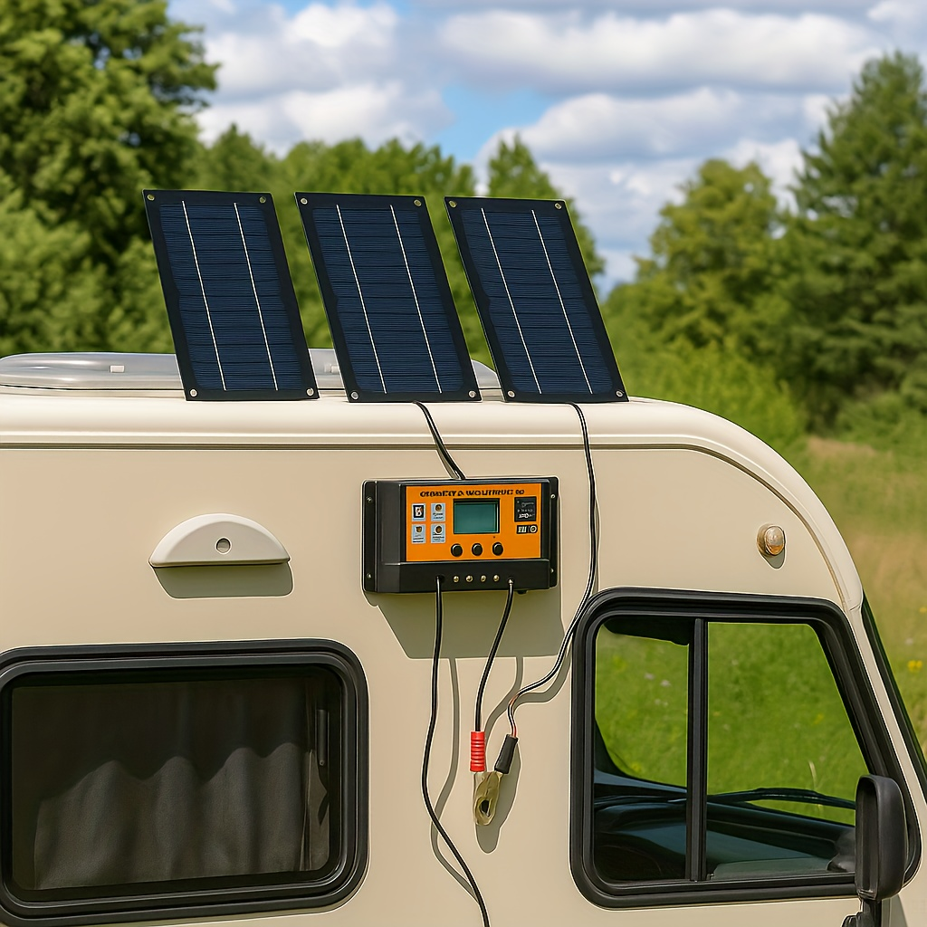 Solar Panel Kit Monocrystalline High Efficiency with 100A Charge Controller Extension Cable Battery Clip Complete Off-Grid System for RV