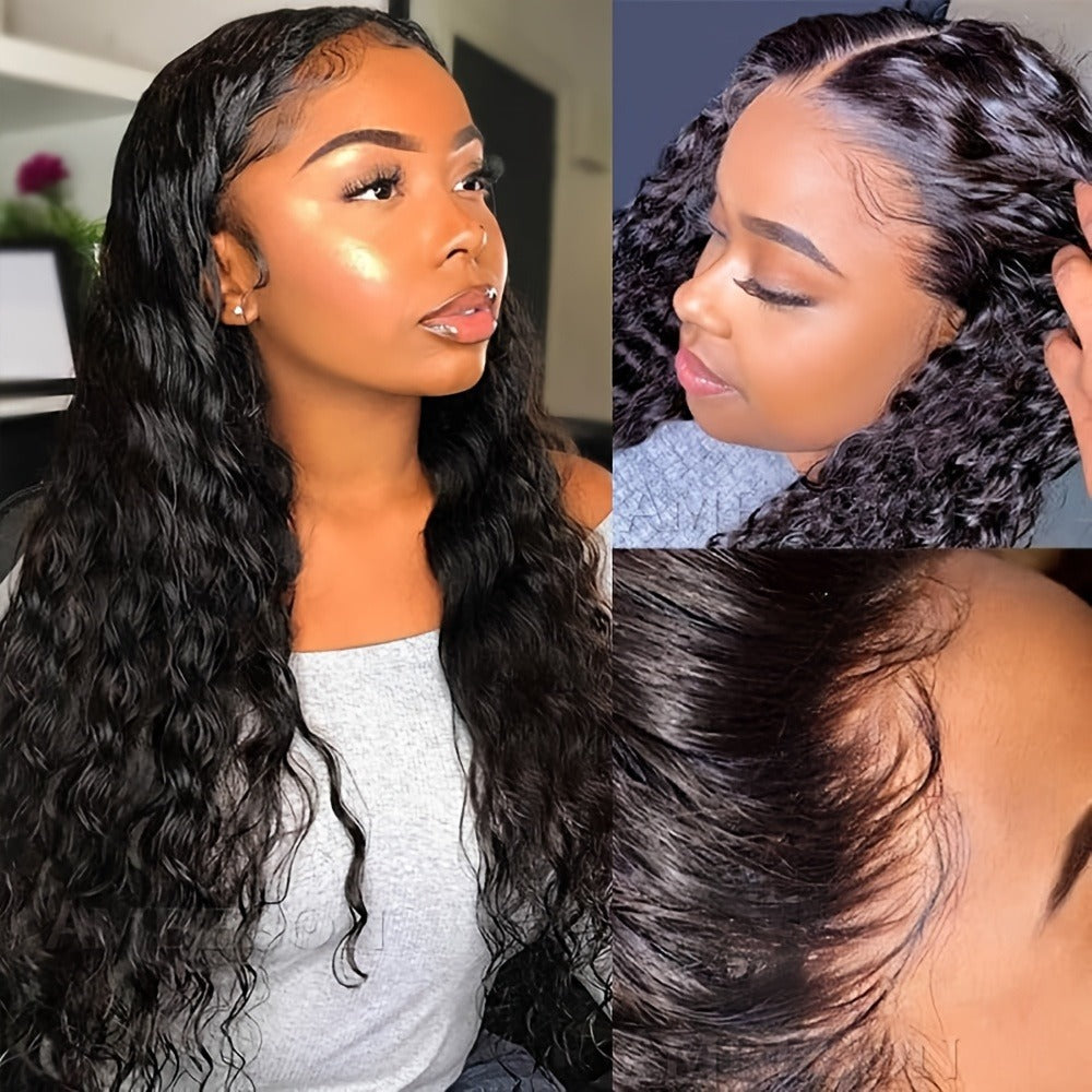 Loose Curly Lace Front Wig for Black Women – 26 Inch 13x4 Glueless Synthetic Hair, Natural Black, Heat Resistant, Hair Replacement
