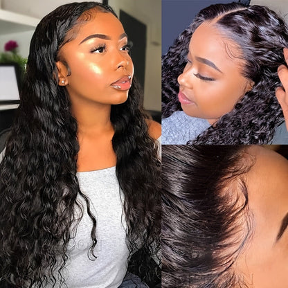 Loose Curly Lace Front Wig for Black Women – 26 Inch 13x4 Glueless Synthetic Hair, Natural Black, Heat Resistant, Hair Replacement