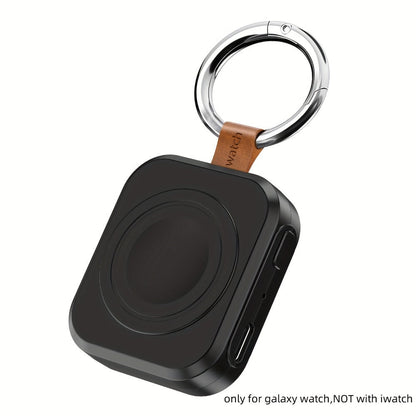 Portable Galaxy Watch-Compatible Charging Case with Keyring, Internal Ring Cradle and Black or White Housing
