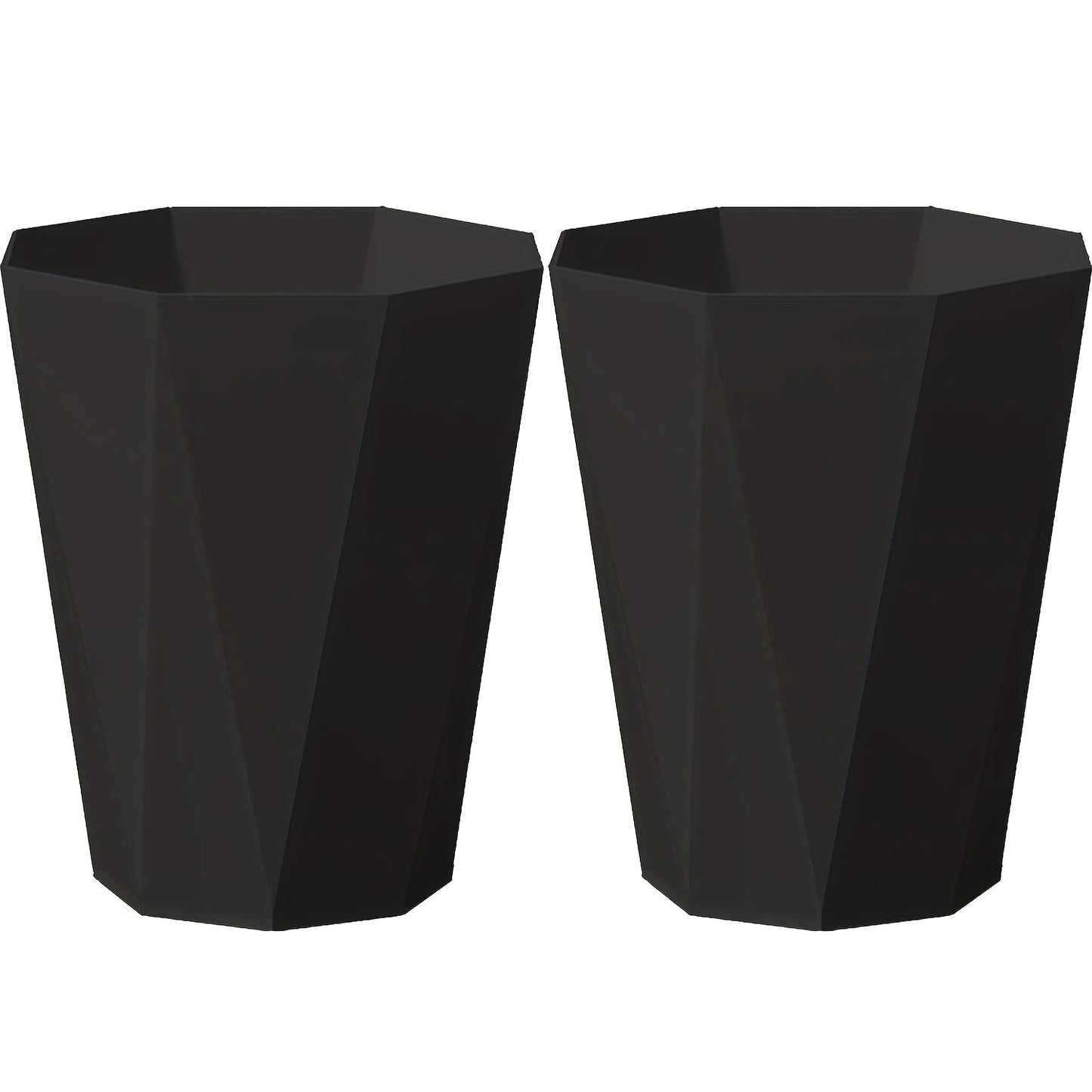 Trash Can 2 Pack Nordic Octagonal Wastebasket – Small Open Top Geometric Plastic Waste Bin with Brushed Finish for Bathroom