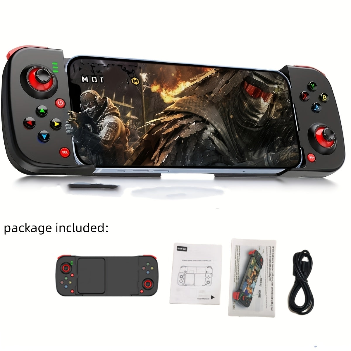 Bluetooth Wireless Gamepad Controller for iPhone Android PC Tablet Steam Deck, Rechargeable, Design