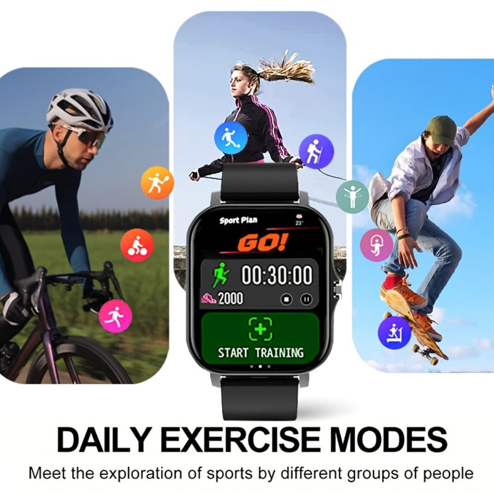 Smartwatch Email Display 1.83" Full Touch – Wireless Calling, Pedometer, Activity Tracker, Multi-Exercise Modes, Dual TPU Strap, USB
