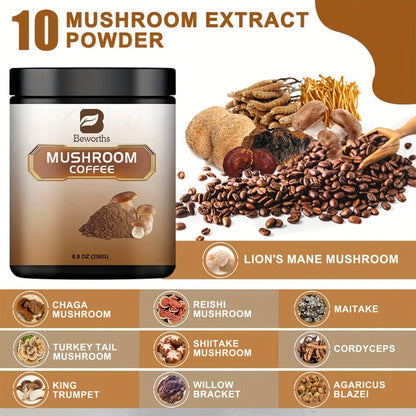 Mushroom Coffee Powder 500g with Reishi Cordyceps Lion's Mane Chaga & Turkey Tail for Bath Time, Home Spa and Personal Care