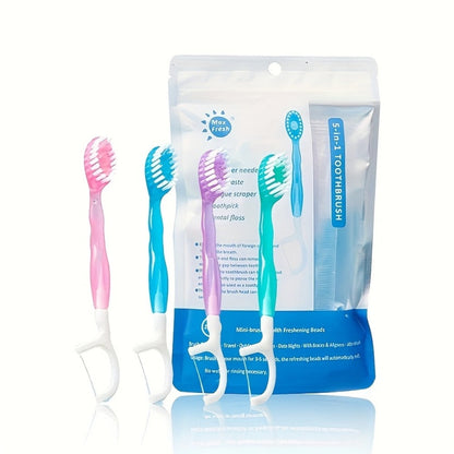Disposable Toothbrush 24-Pack, Mini Beads No-Rinse Travel Toothbrush, Mixed Flavors, Portable Oral Care Kit for Outdoor Travel