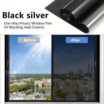 One Way Window Film Static Cling No Glue - Heat Control Anti-Glare Sun Blocking Reflective Mirror Tint for Home Office Hotel