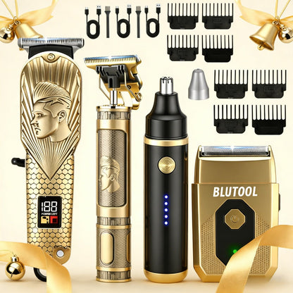 4-in-1 Cordless Grooming Kit for Men – Hair Clipper, Beard Trimmer, Electric Shaver & Nose Trimmer, Rechargeable Professional Hair Cutting