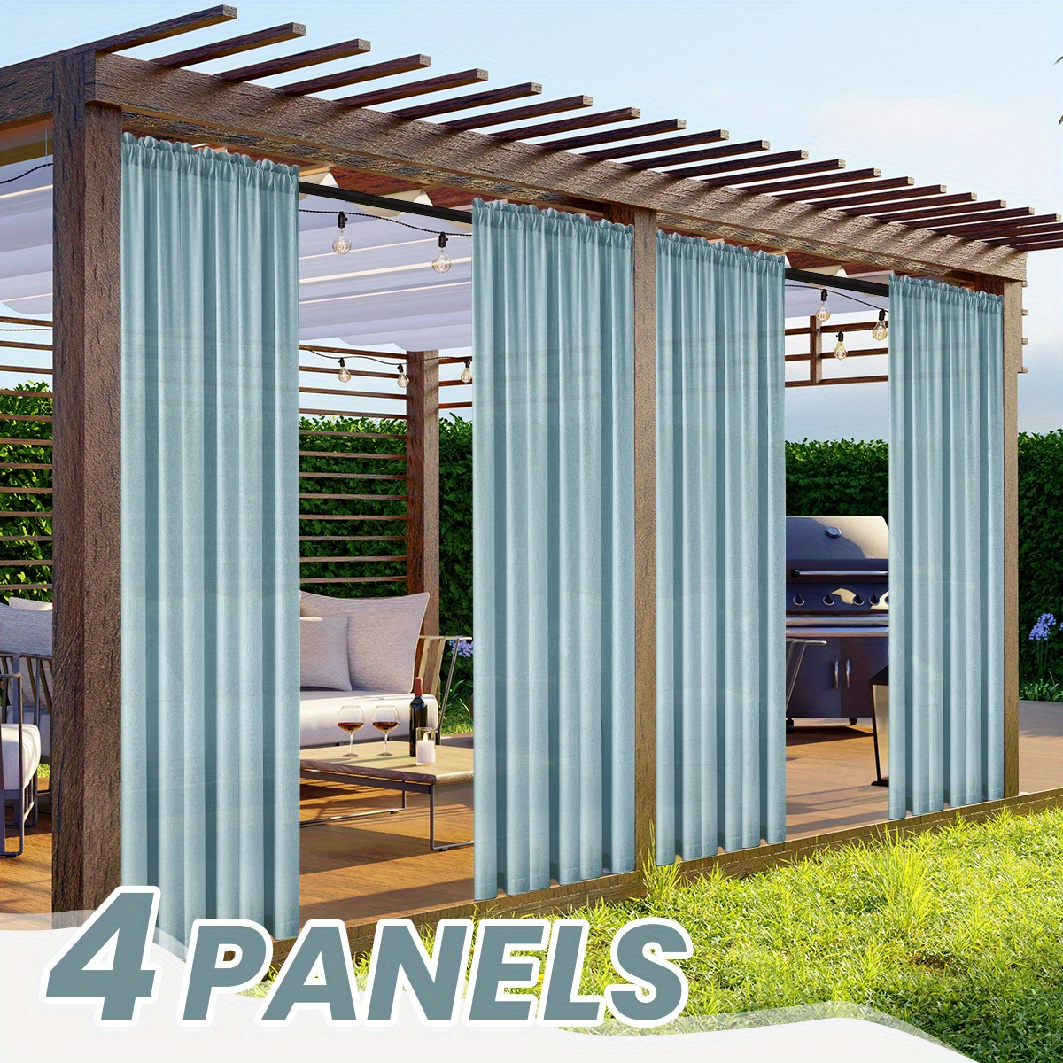 Four-Panel Rod-Pocket Window Curtain Set with Linen-Look Surface, 13 Colors and Seven Length Options