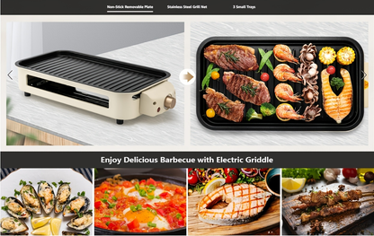 Indoor Electric Smokeless Grill 1700W with Raclette Pans, Non-Stick Plate, Portable Tabletop BBQ Griddle for Couples