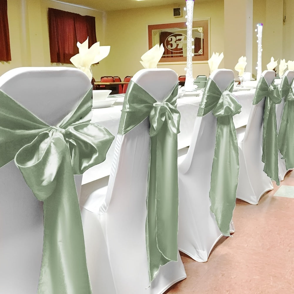 100pcs Satin Chair Sashes Bows for Wedding Banquet Party Event Decoration, 13 Colors, 18×275cm