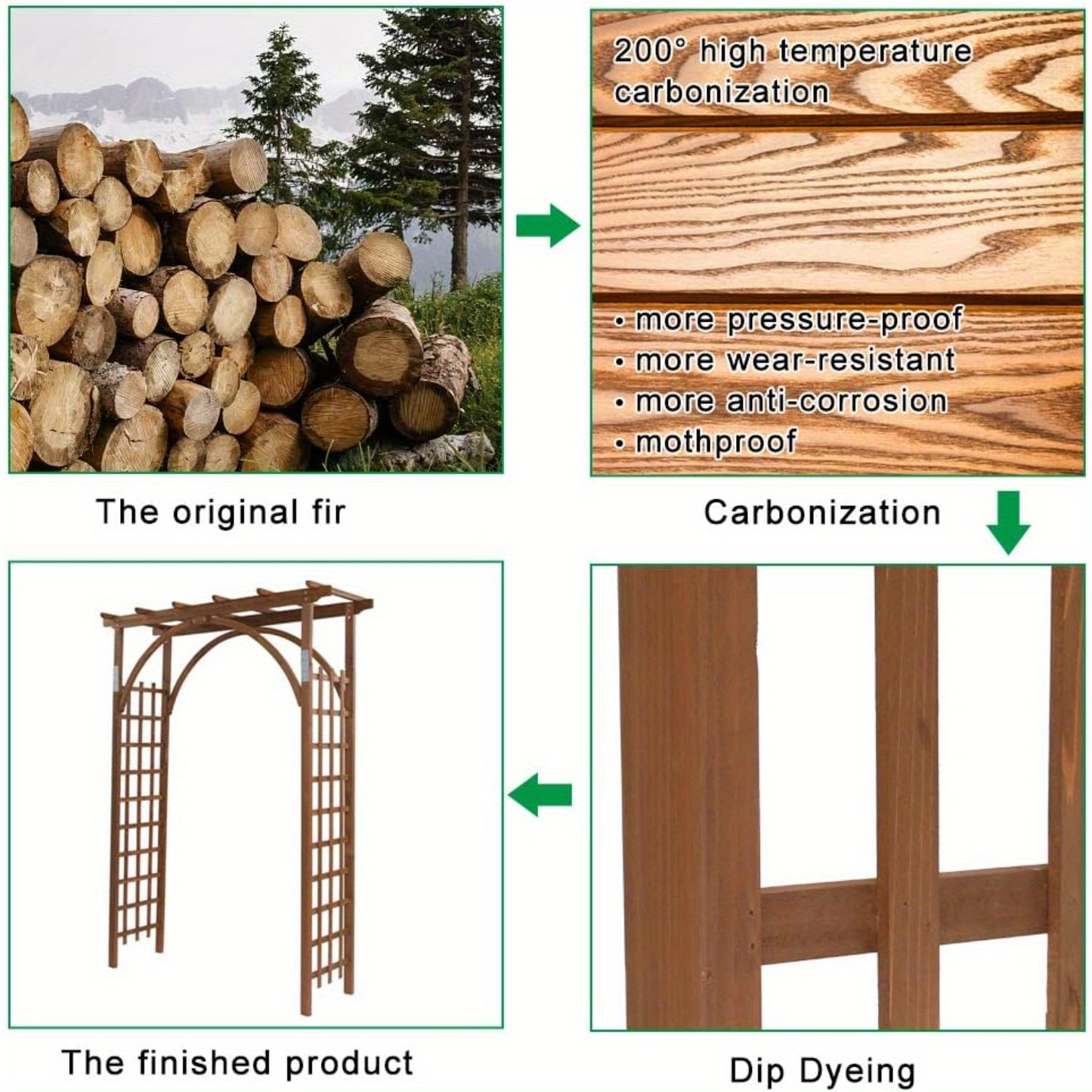85" Brown Wooden Wedding Arch – Garden Arbor for Ceremonies, Plant Trellis, Backyard Pergola, And Christmas Decoration