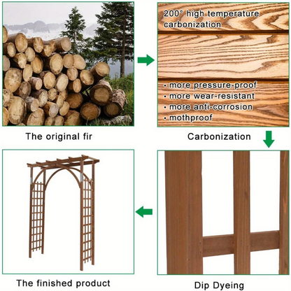 85" Brown Wooden Wedding Arch – Garden Arbor for Ceremonies, Plant Trellis, Backyard Pergola, And Christmas Decoration