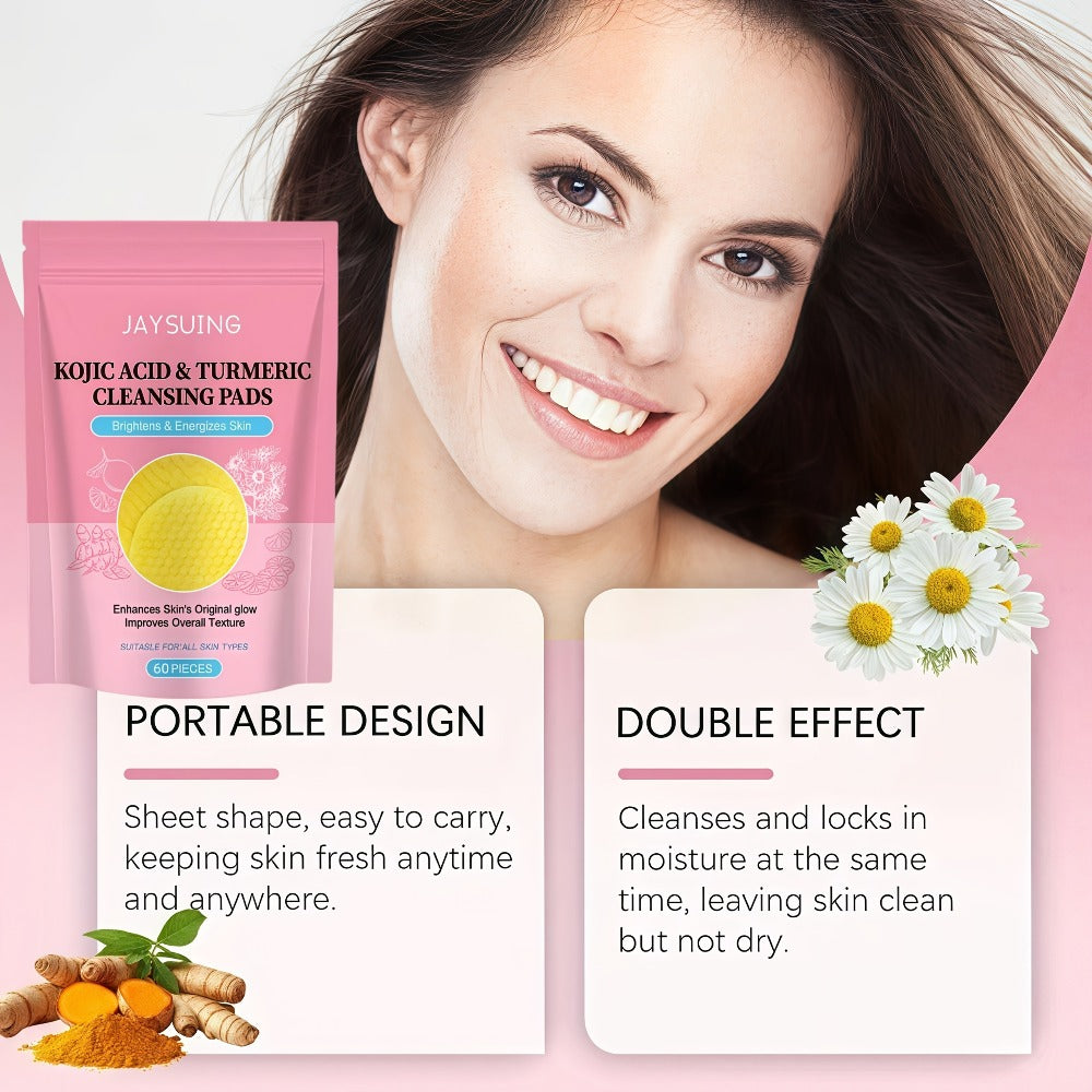 Cleansing Pads 180pcs - Turmeric Niacinamide Citric Acid Deep Cleansing Makeup Remover Gentle Face Pads