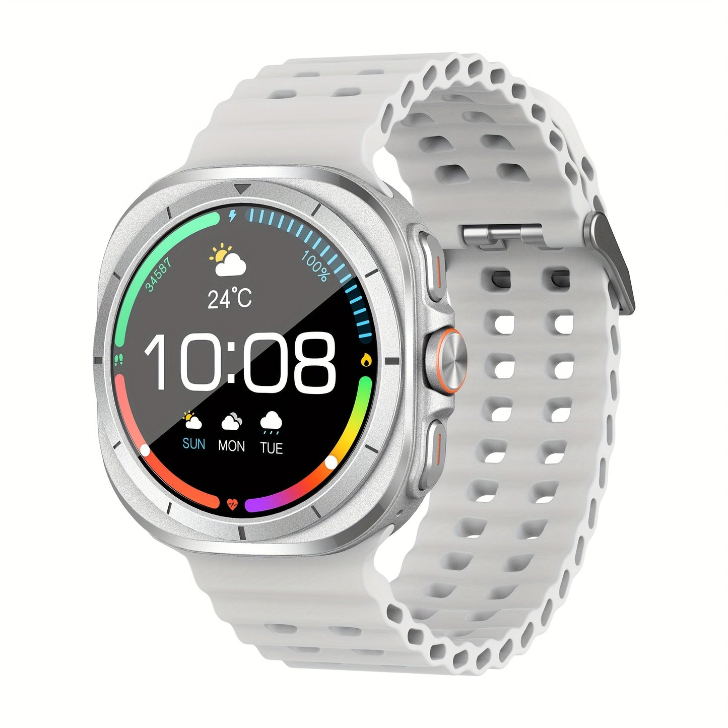Smart Watch Round Fitness Display with Call and Message Alerts, 100+ Sport Modes and Three Band Colors