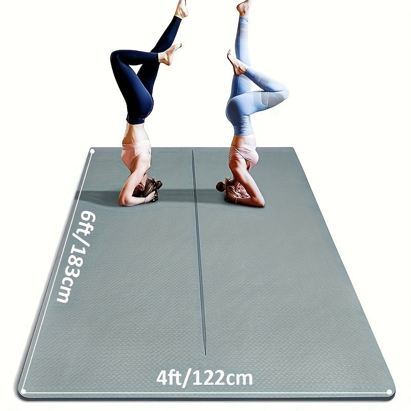 Large TPE Yoga Mat 6'x4' Extra Thick 1/3" – Alignment Lines, Double-Sided Non-Slip Professional Mat for Yoga
