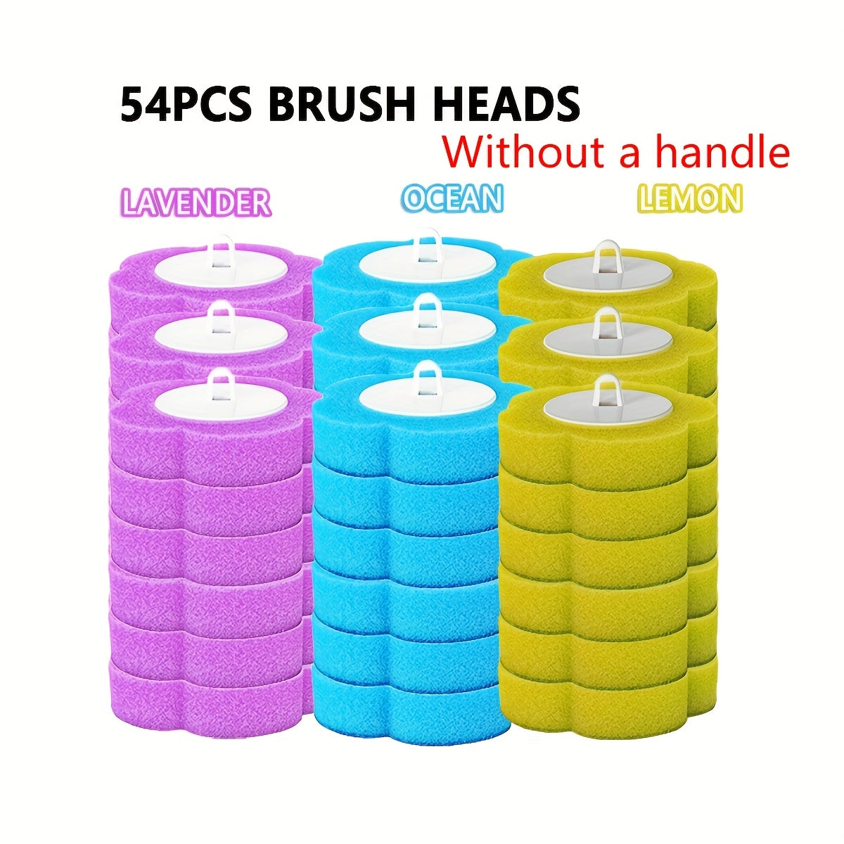 Disposable Toilet Brush Head Refills 18/36/54 Pcs, Replacement Heads for Toilet Bowl Cleaning Brush
