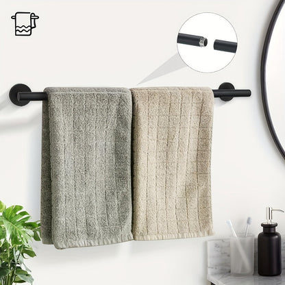 5-Piece Bathroom Hardware Set SUS304 Stainless Steel 24" Towel Bar Towel Ring Toilet Paper Holder Robe Hooks Black Silver Gold
