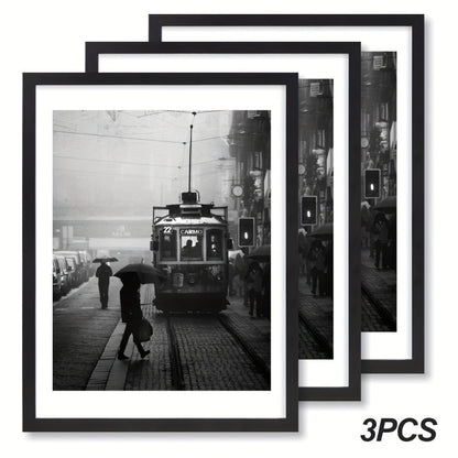 Picture Frames 12x16 Set of 3 – Classic Wood Poster Frames, Horizontal & Vertical Wall Hanging, Multi-Color Options for Bedroom Office