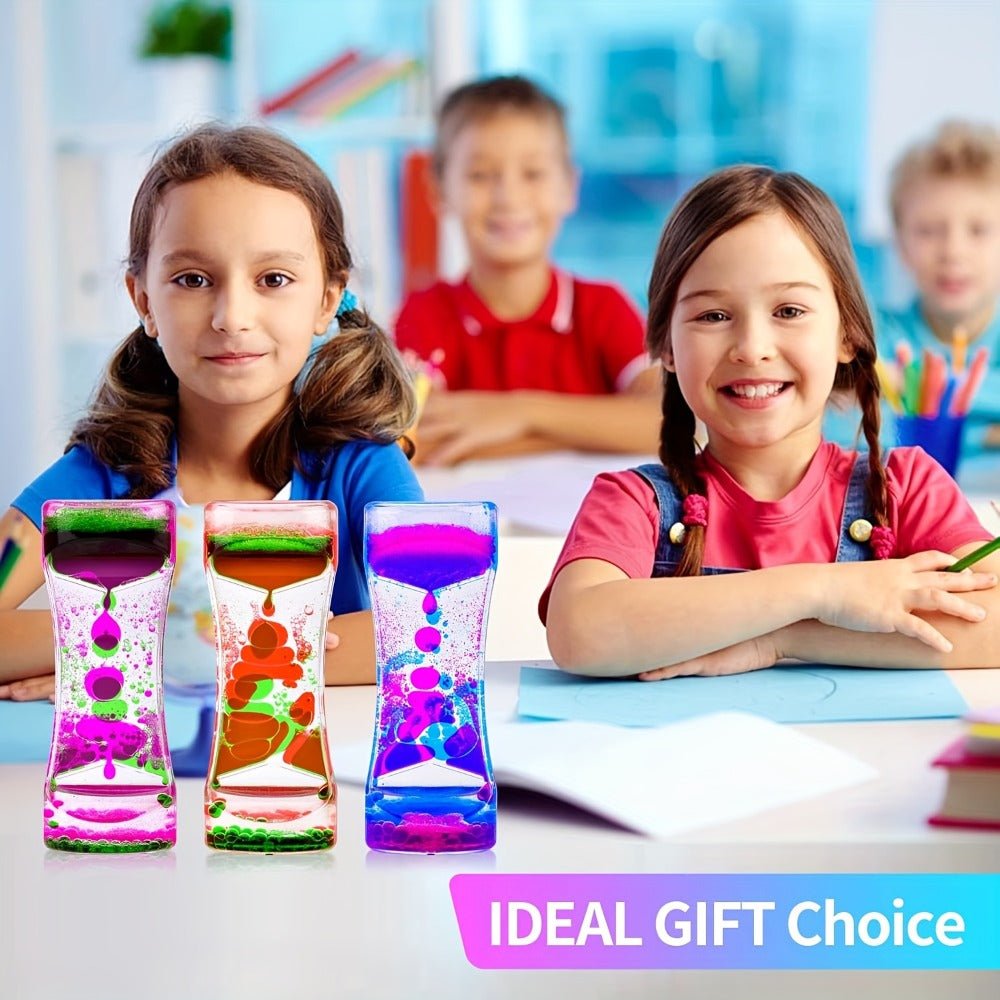 Liquid Motion Bubbler Hourglass Sensory Toy 6 or 12 Pack, Colorful Calming Timer Fidget Toy for Kids