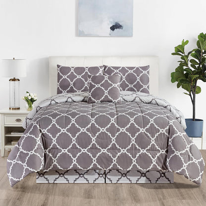 5-Piece Comforter Set, Down Alternative Reversible Quilted Bedding with Bed Skirt & Pillow Shams