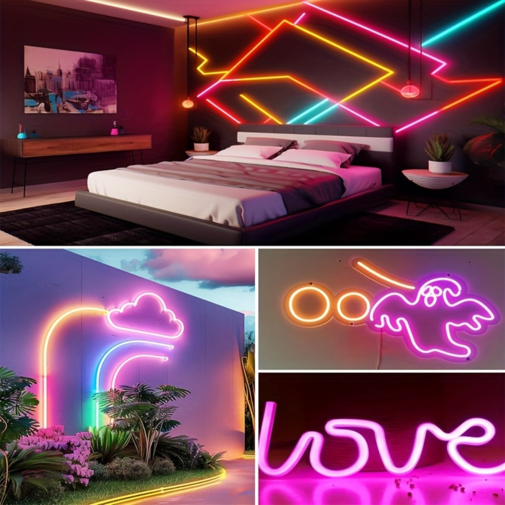 RGB LED Rope Lights with App & Remote Control, Flexible Neon Strip, Music Sync, Multiple Modes, for Gaming Setup