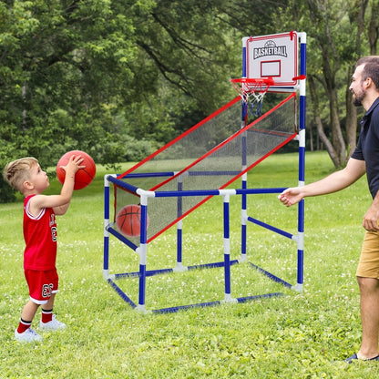 Kids Arcade Basketball Game Set with Hoop & 4 Soft Balls – Indoor Outdoor Sport Play for Ages 3+, Thick PVC Frame
