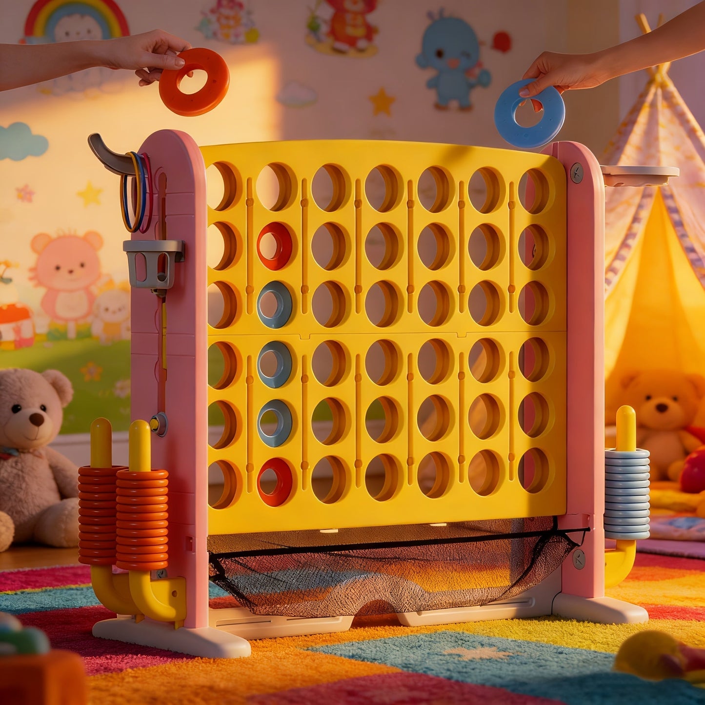 Giant Connect Four Game Adjustable Height 2.6-3.2 Ft with the Listed Color, Size or Set Options for Everyday Use