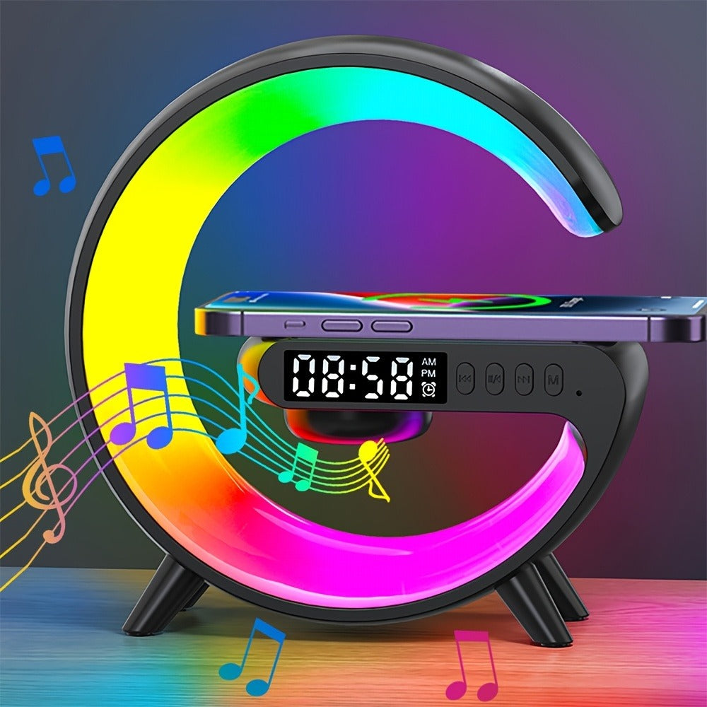 Wireless Speaker Sunrise Alarm Clock with RGB Rhythm Night Light and Fast Wireless Charging in Black or White