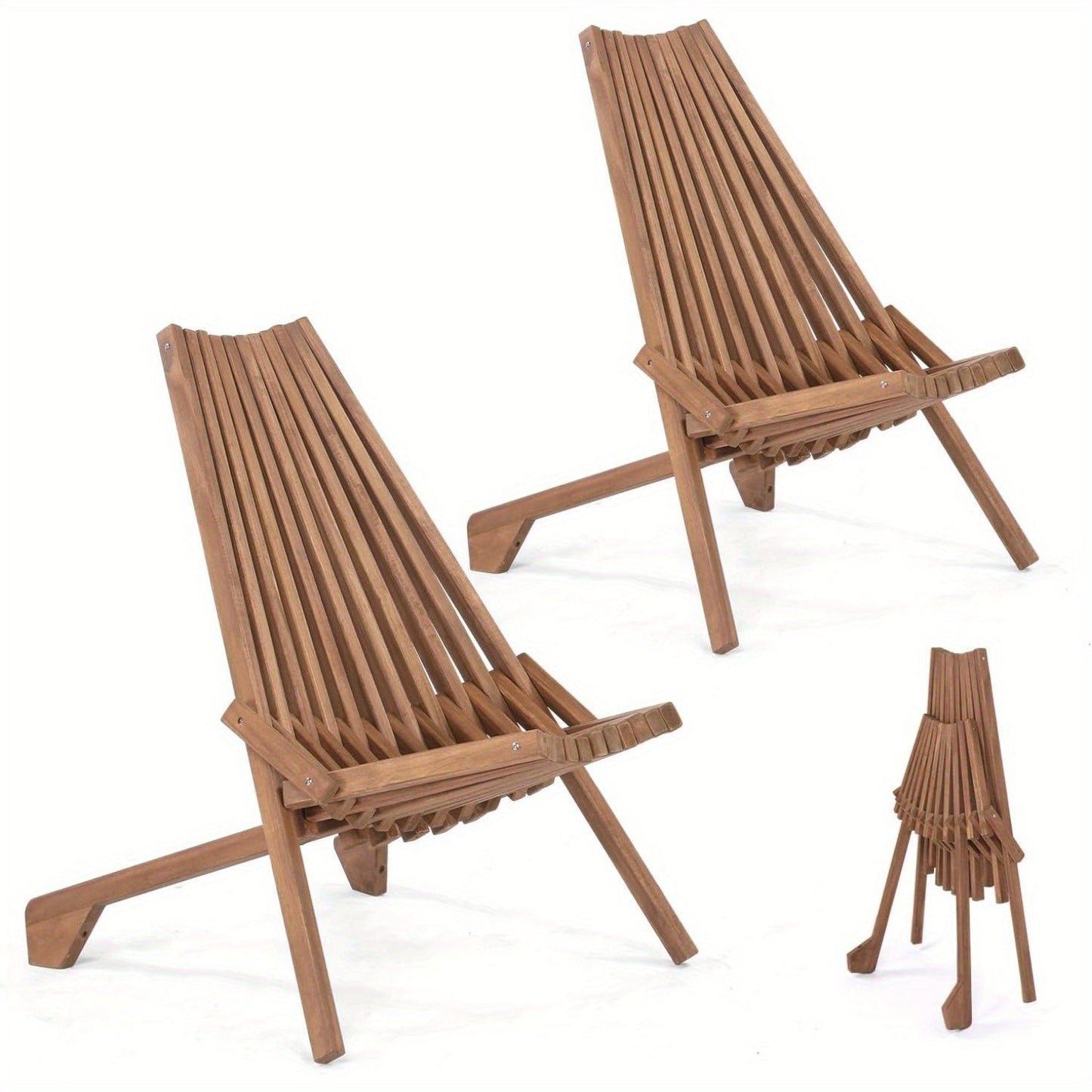 Wood Folding Outdoor Chairs Set of 1/2/4 for Camping, Travel and Outdoor Use, with the Listed Configuration