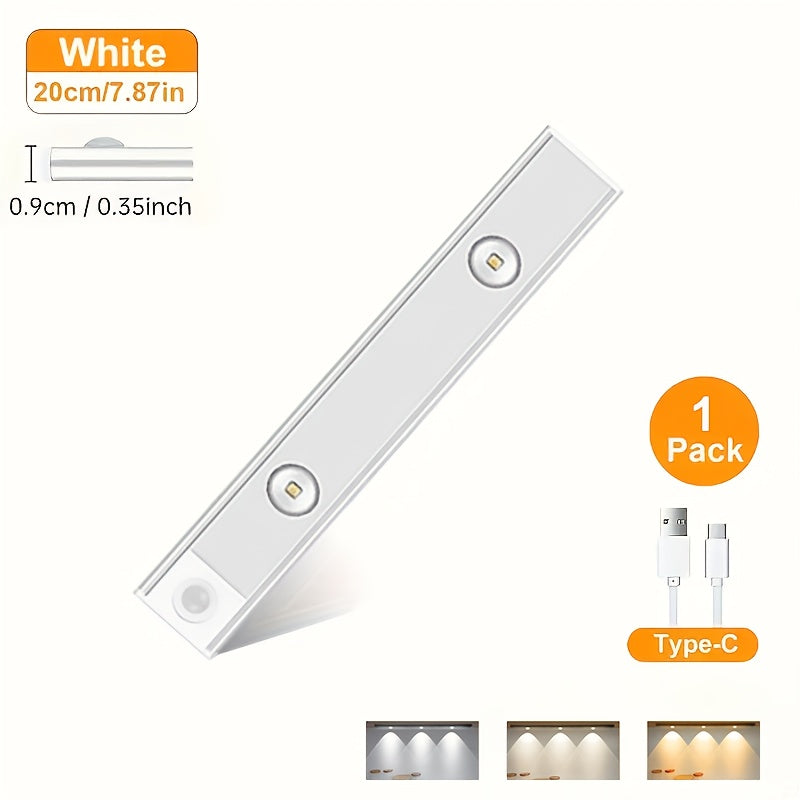 LED Motion Sensor Light USB-C Rechargeable 3 Color Temperatures Stepless Dimming Wireless for Entryways, Bedrooms and Living Spaces