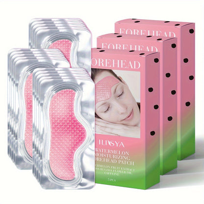 Watermelon Forehead Patches 15pcs Caffeine Collagen Niacinamide Ultra Hydrating Moisturizing Brightening De-Puffing Daily Facial Skin Care