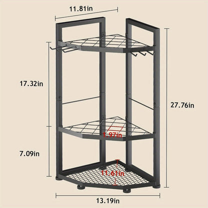 Wall Mount Tool Organizer Rack - Metal Garden Tool Storage with Hooks for Shovels, Rakes & Long-Handled Tools