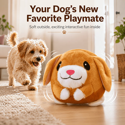 Electronic Bouncing Dog Toy with Animal Sound – USB Rechargeable Interactive Rolling Ball, Voice Recording & Music Mode