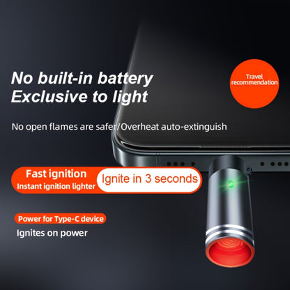 USB-C Plug-In Heating-Coil Electric Lighter in Black with Compact Cylindrical Body for Direct Phone Power