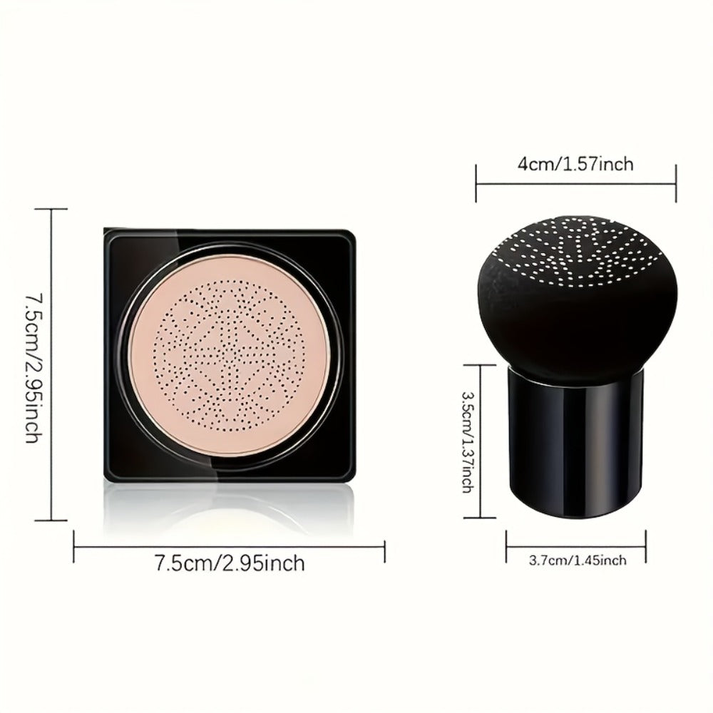 BB CC Cream 2 Pack with Mushroom Air Cushion Puff, Full Coverage Lightweight Makeup Base, Moisture-Retaining Dewy Finish Foundation
