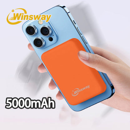 Power Bank Magnetic 5000mAh Mini with Wireless Charging, PD, QC3.0 and Eight Colors for Travel
