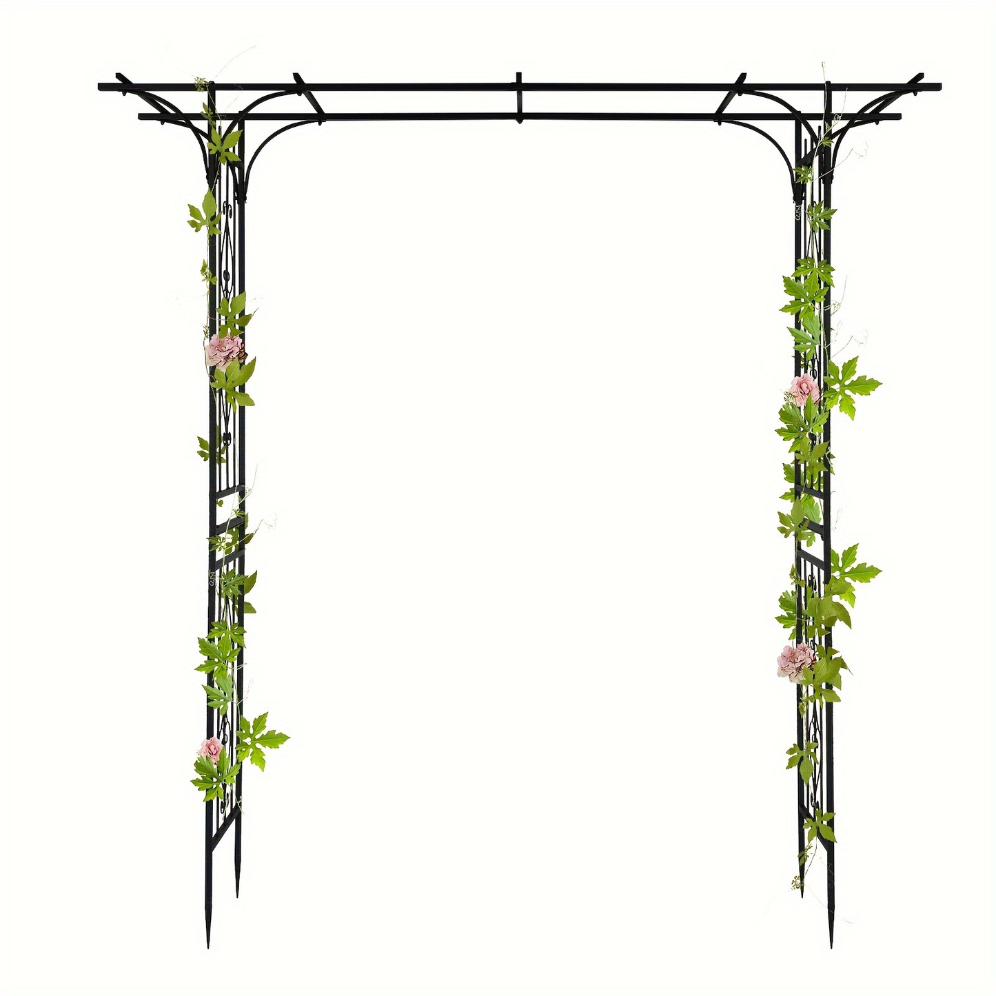 Flat Top Iron Garden Arch 16mm Tube Climbing Rose Trellis for Garden, Patio and Yard Use, with the Listed Configuration