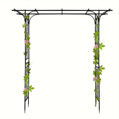 Flat Top Iron Garden Arch 16mm Tube Climbing Rose Trellis for Garden, Patio and Yard Use, with the Listed Configuration