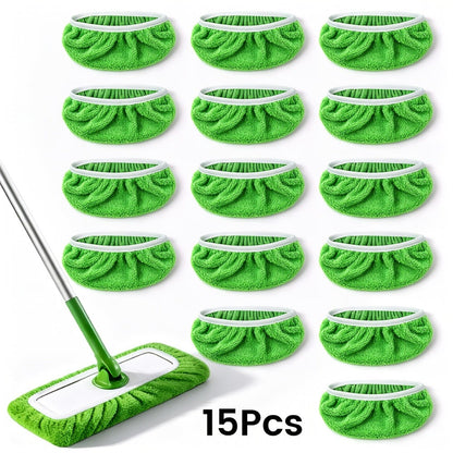 Microfiber Mop Pads 15-Pack Compatible with Swiffer Sweeper Reusable Washable Wet Dry Mopping Cloths Refill Pads for Hardwood Vinyl Tile