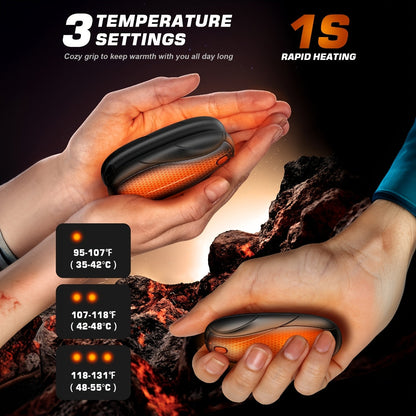 Rechargeable Hand Warmers 2 Pack with Charging Case – Electric Portable Pocket Heater, Quick Charge, Reusable Heat Packs for Winter Outdoor
