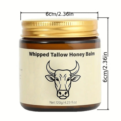 Body Cream Two-Pack 120g Whipped Tallow Honey Balm Jars with Gold Lids for Face Hands and External Body Use