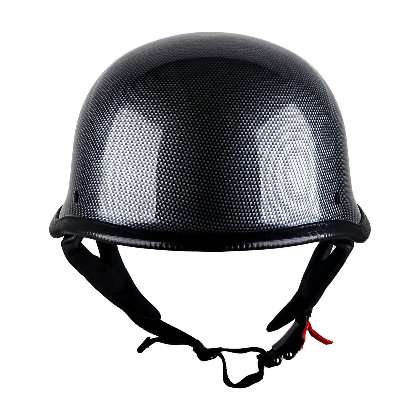 German Style Motorcycle Half Face Helmet – Novelty Skull & Carbon Fiber Design, UV Glossy Finish, Removable Washable Padding